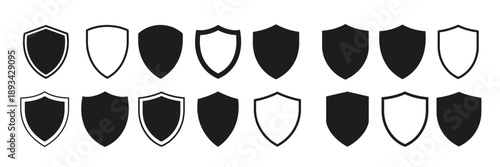shield icon logo set protect shield security line icons 