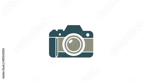 camera icon design featuring a dark teal and grey color scheme silhouette