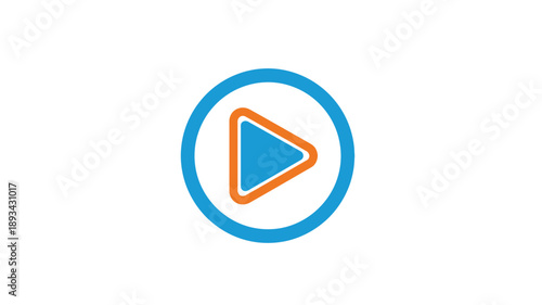 blue circle with a play button icon inside a simple graphic silhouette