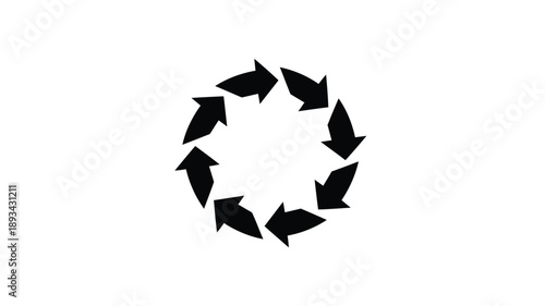 circular arrows forming a ring symbol representing cycles and continuous flow silhouette