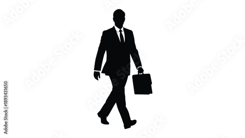 a man in a suit walking with a briefcase elegant silhouette