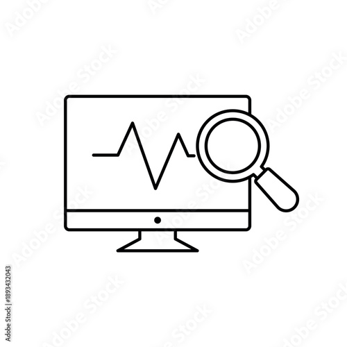 Simple Monitoring screen with pulse line icon for social media, app, and web design. Vector illustration, Eps 10.