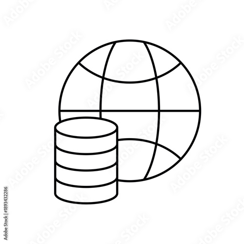 Simple Global Data globe storage icon for social media, app, and web design. Vector illustration, Eps 10.