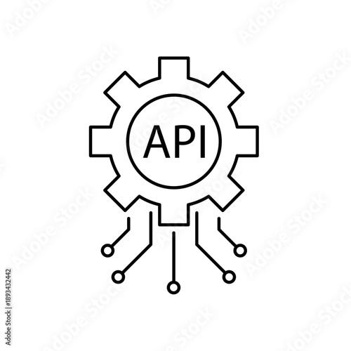 Simple API Interface gear and code icon for social media, app, and web design. Vector illustration, Eps 10.