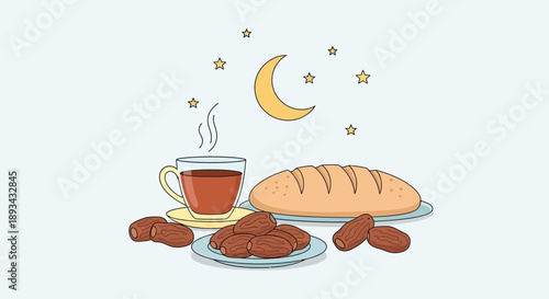 Ramadan Food and Drink Setting.