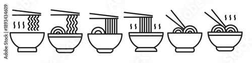 ramen icons set outline set of ramen vector icons for web