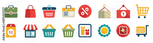  retail and shopping icon set collection illustration
