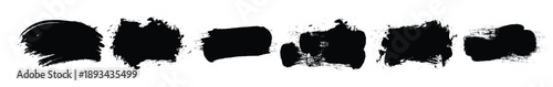 set of black grunge brush strokes 