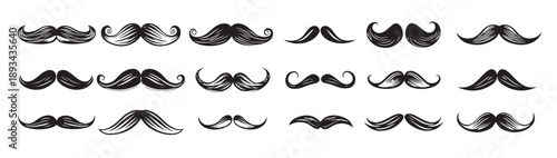 set of mustaches isolated on white background 