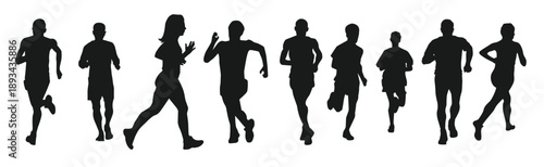 set of run silhouette, man and women running. Runner silhouettes collection