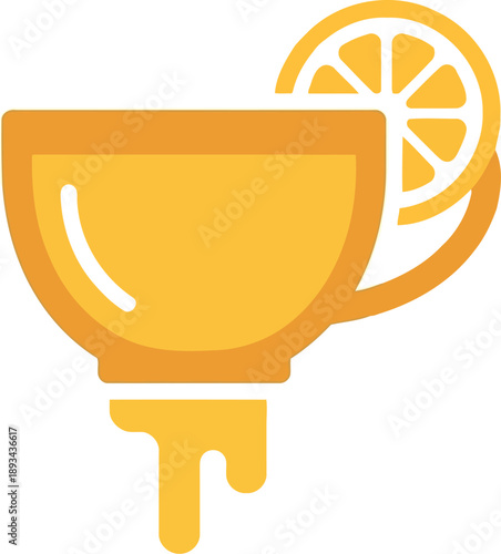 Minimalist Lemon Juice Icon with Citrus Slice, Fresh Beverage Vector Illustration for Healthy Drink Concepts