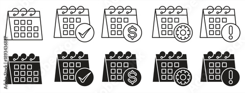 Desk calendar icon. Represents weekly or monthly schedule tracking for important events and time management, vector illustration.