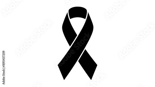 Black awareness ribbon symbol icon.
