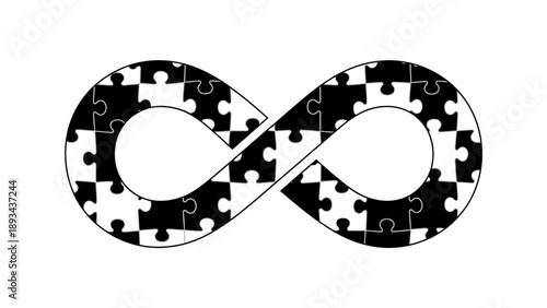 Infinity puzzle symbol with pieces.
