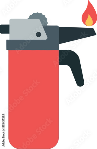 Vector Illustration of Culinary Blow Torch with Flame for Kitchen Cooking and Food Preparation