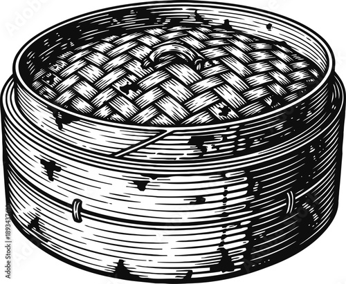 Traditional bamboo steamer basket for cooking and steaming food