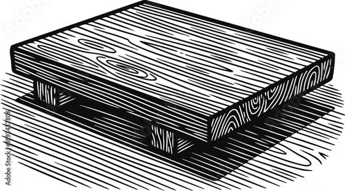 Wooden platform illustration hand drawn texture plank elevated board rustic natural timber piece