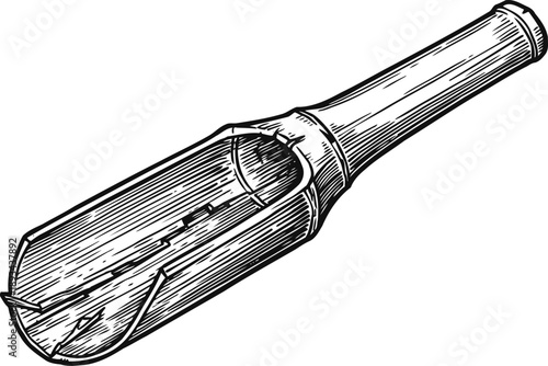 Traditional wooden apple corer tool illustration fruit kitchen utensil for core removal