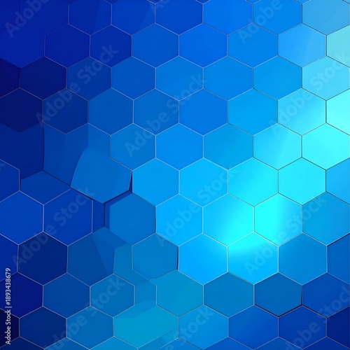 Wallpaper Mural Abstract hexagonal grid in shades of blue. Three-dimensional effect Torontodigital.ca