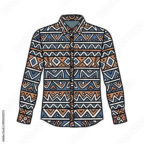 A shirt with a decorative design motif. Isolated on a white background.