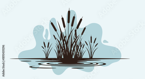 Cattails Growing in the Water.