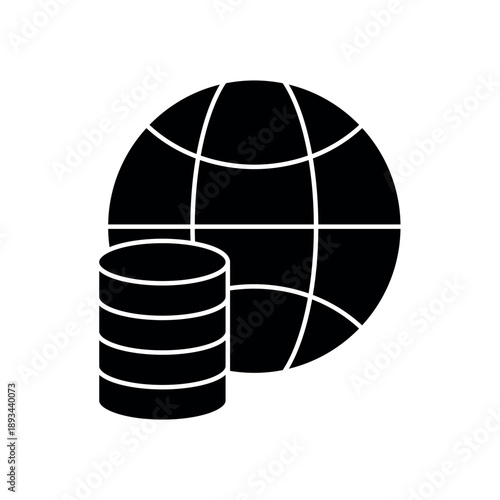 Simple Global Data globe storage icon for social media, app, and web design. Vector illustration, Eps 10.