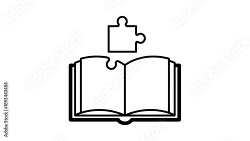 Book with puzzle piece learning concept.