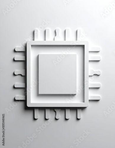 Wallpaper Mural A stark white CPU chip, rendered with soft shadows, resting on a white surface Torontodigital.ca