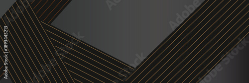 Black abstract corporate banner with bronze lines. Vector background