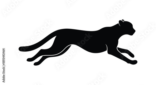 A dynamic cheetah running at full speed captured in a striking silhouette