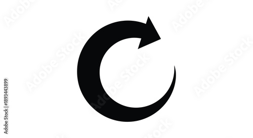 A black circular arrow design with a distinct silhouette high quality