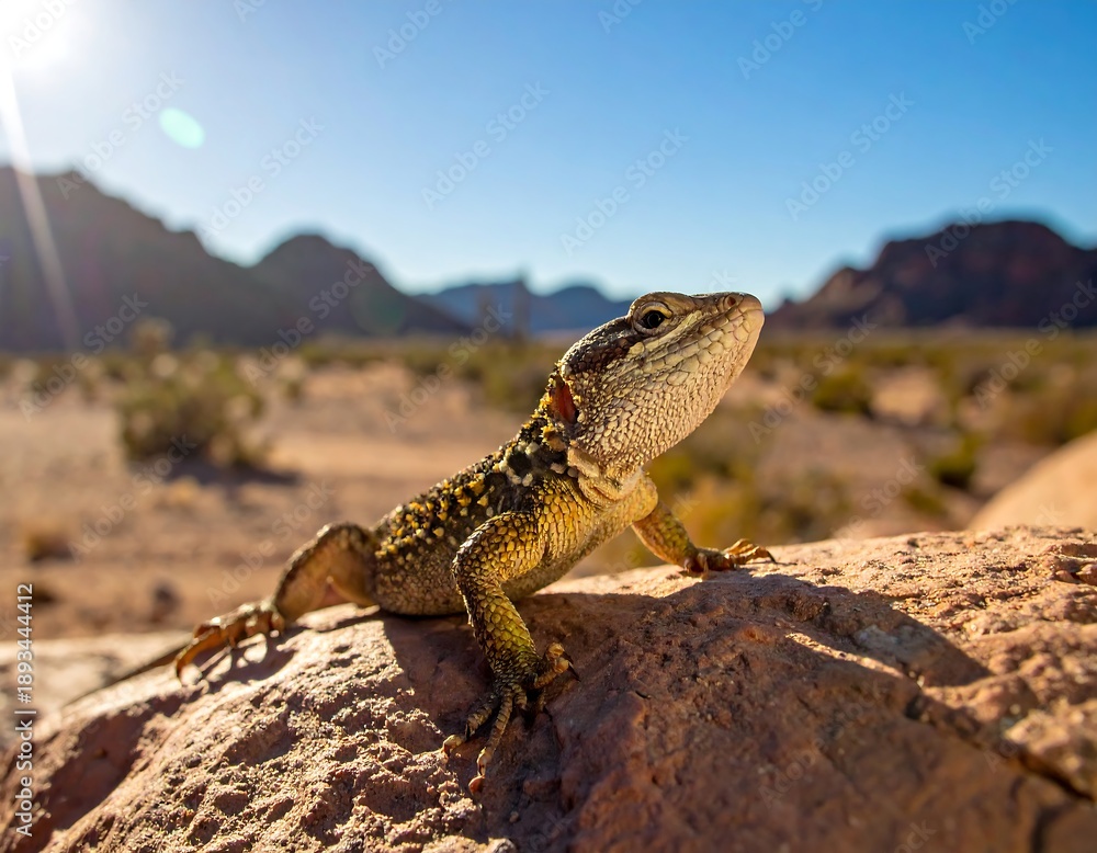 Fototapeta premium A desert lizard on a rock