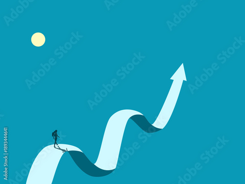 businesswoman walked on a volatile graph