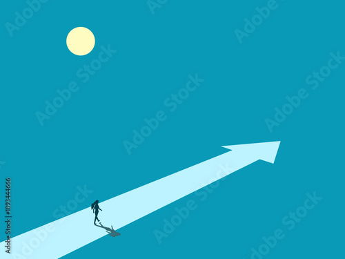 businesswoman walked along the path indicated by the arrow