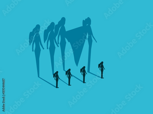 dark female hero leads a business team