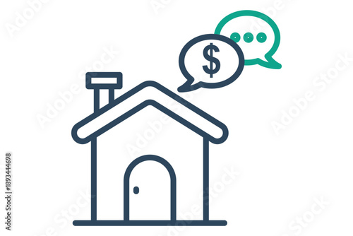 Negotiation icon. Line icon style. Icon related to real estate. Residential elements vector illustration. Transparent background