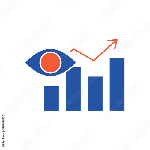Simple Predictive Analytics eye and graph icon for social media, app, and web design. Vector illustration, Eps 10.