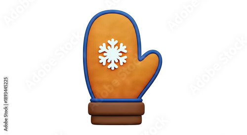Orange Mitten with Snowflake Icon