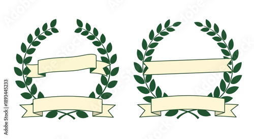Two laurel wreaths with ribbons symbolizing victory and honor