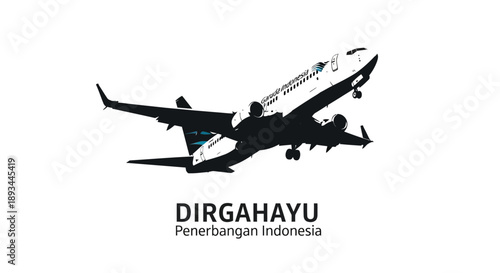 Silhouette of Airplane Flying in the Sky.