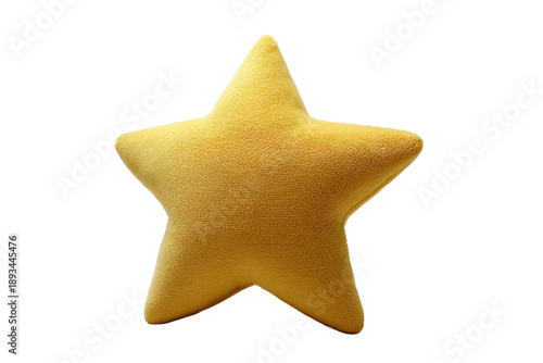 Yellow plush star shaped pillow against a black background soft, Isolated On White Background, Png Transparent