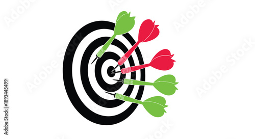 A dartboard with multiple darts hitting the target showcasing accuracy