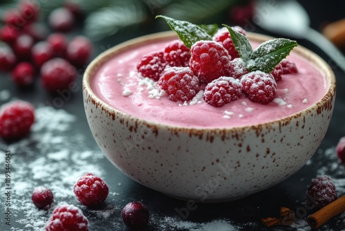 Bowl of cran with fresh cranberries and cran powder.