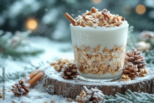 Glass filled with grains and nuts.