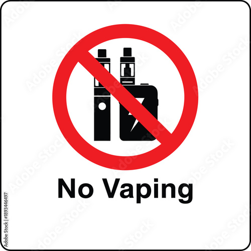 No Vaping Sign, Prohibiting Electronic Cigarette Use