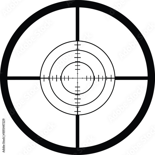 Precision black crosshair scope reticle aiming target overlay for accurate targeting