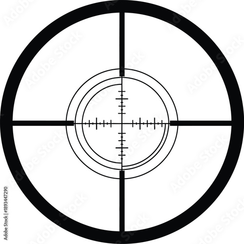 Sniper scope crosshair reticle graphic for precision targeting and aiming