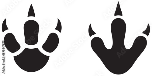 Dinosaur footprint black vector silhouette prehistoric icons eps 10