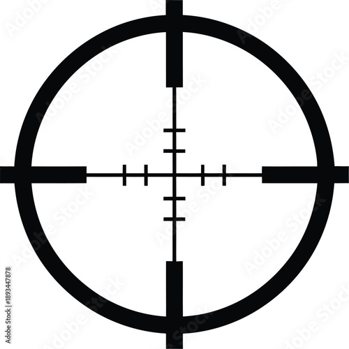 A precise black sniper scope crosshair target icon for aiming and accuracy illustration