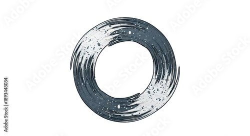 Abstract circular brushstroke with speckles